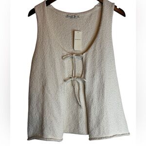 Abercrombie & Fitch Ivory Textured Tie-Front Sweater Tank NWT